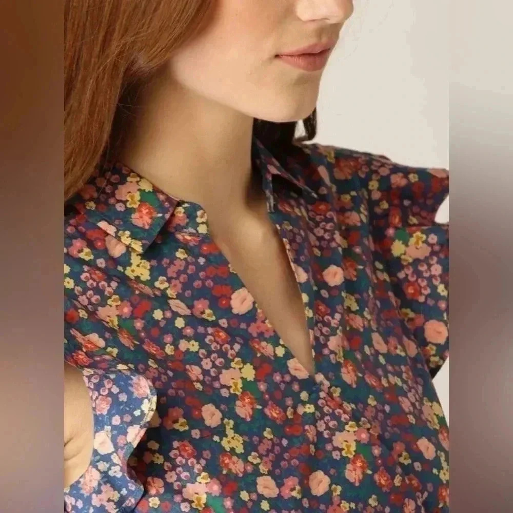 United colors of Benetton floral ruffle sleeve wrap dress with belt XS - Picture 5 of 7